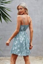 Floral Sleeveless A Line Ruffle Hem Mini Dress - Image 8