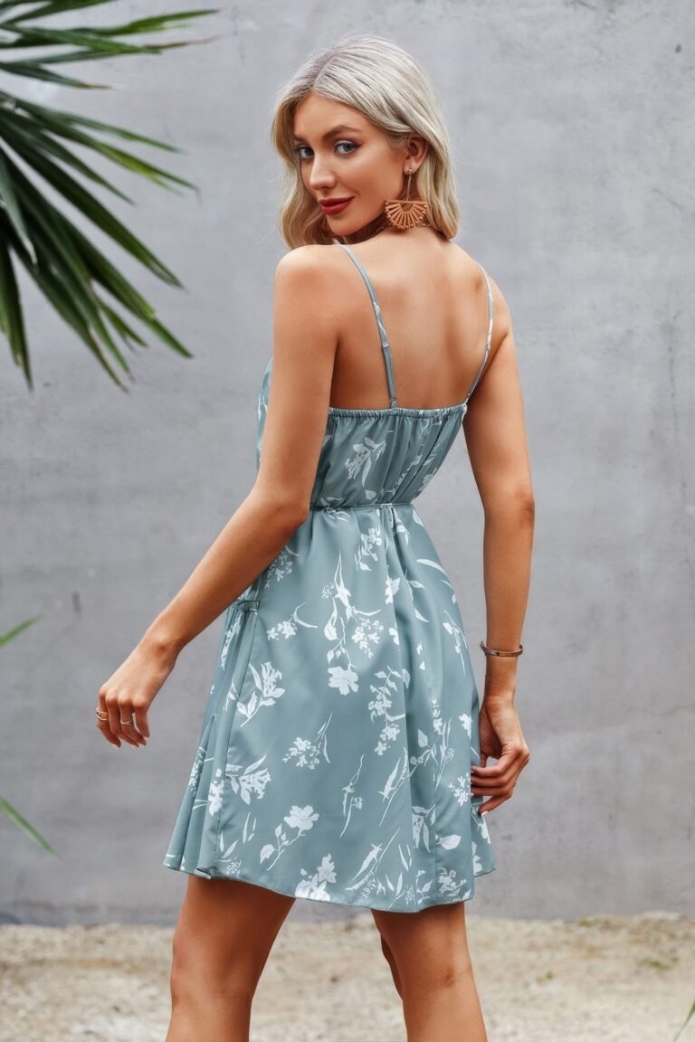 Floral sleeveless a line ruffle hem mini dress - image 8