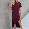Scoop Neck Short Sleeve Side Split Dress
