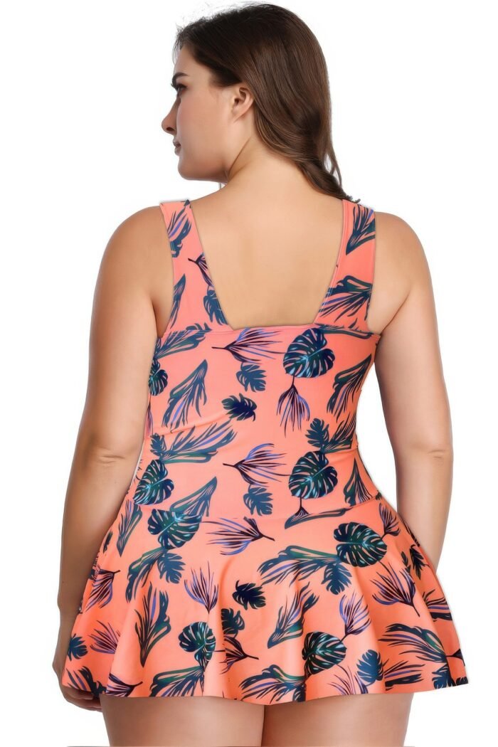 Plus Size Solid Ruffle V Neck Fit Swimsuits - Image 12