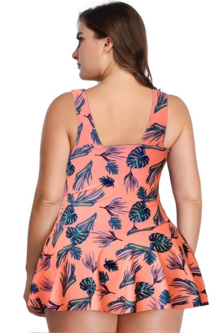 Plus size solid ruffle v neck fit swimsuits