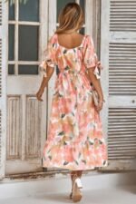Floral Paint Short Sleeve Tie Cuff Surplice Dress - Image 17