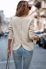 Back Ruffled Detail Crewneck Ruffle Pullover