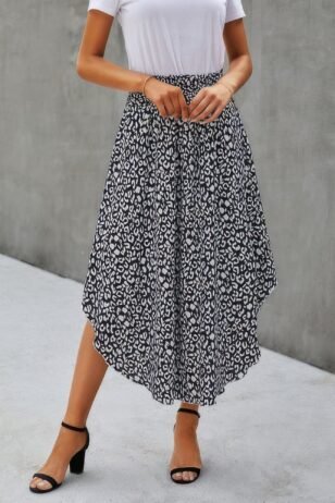 Home Asymmetrical hem flared skirt