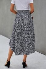 Shirred Waist Asymmetrical Hem Flared Skirt - Image 3