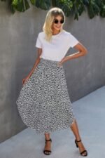 Shirred Waist Asymmetrical Hem Flared Skirt - Image 5