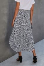 Shirred Waist Asymmetrical Hem Flared Skirt - Image 7