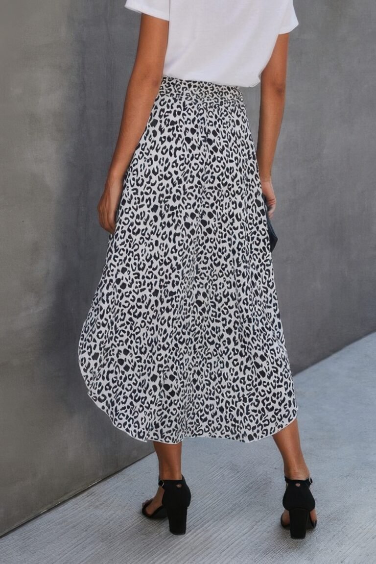 Shirred waist asymmetrical hem flared skirt - image 7