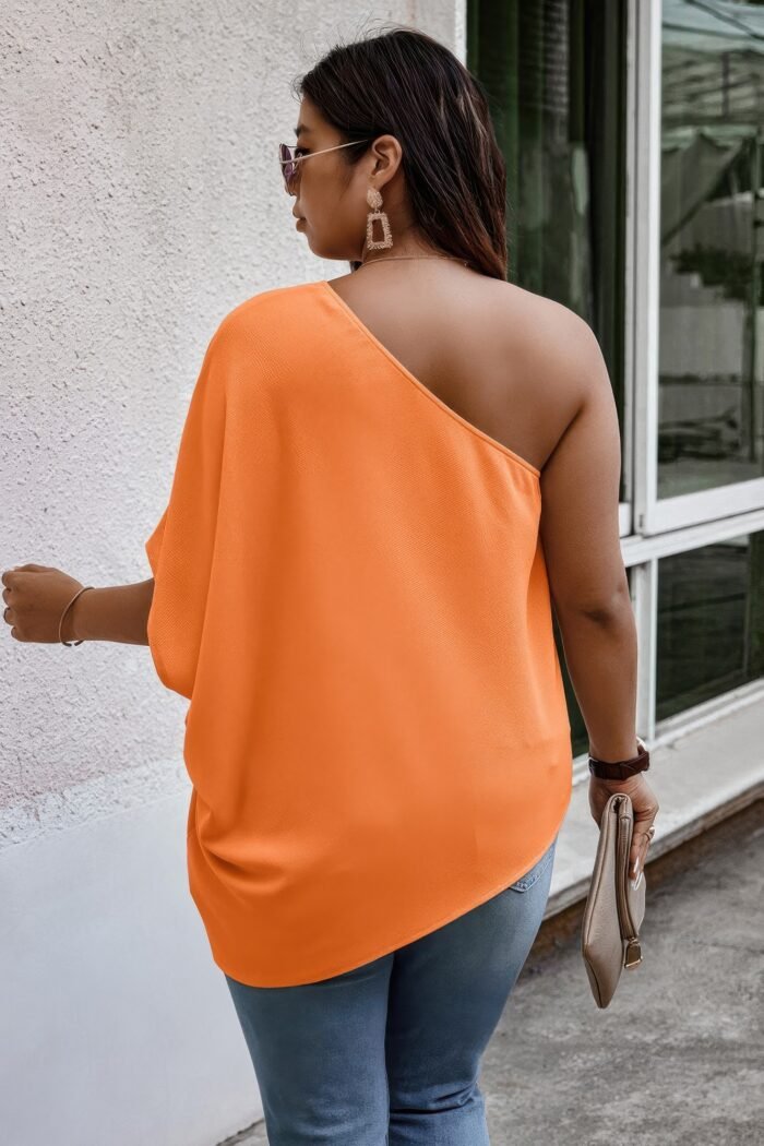 Plus one shoulder solid casual loose fit shirt