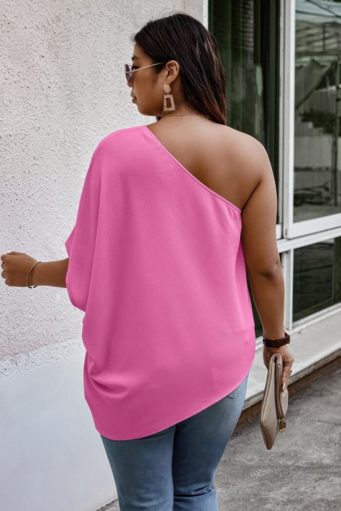 Plus one shoulder solid casual loose fit shirt