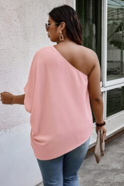 Plus One Shoulder Solid Casual Loose Fit Shirt