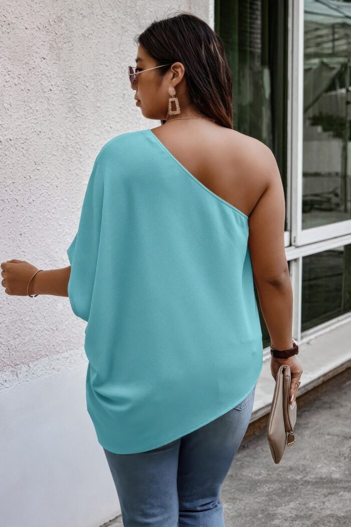 Plus one shoulder solid casual loose fit shirt