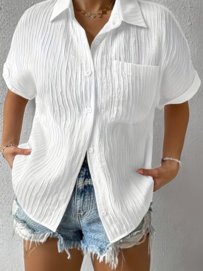 Pockets Loose Solid Shirt