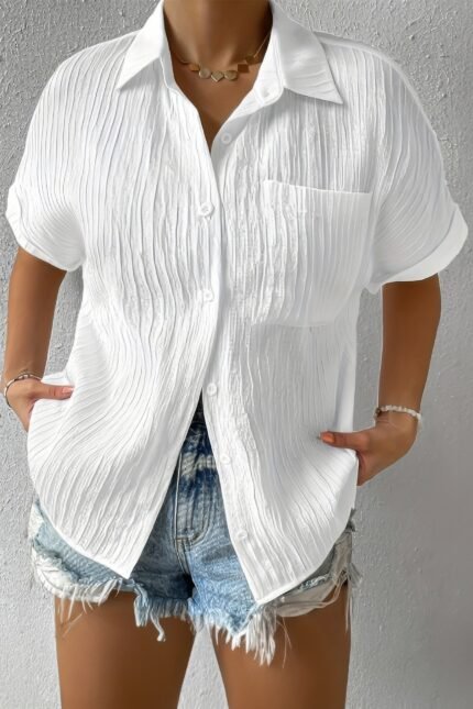 Pockets Loose Solid Shirt