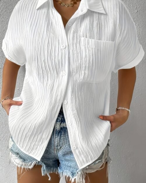 Pockets Loose Solid Shirt