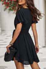 Chiffon Layer Hem Waist Tie Layer Hem Ruffle Dress - Image 8