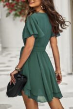 Chiffon Layer Hem Waist Tie Layer Hem Ruffle Dress - Image 12
