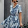 Animal Drawstring Waist Shirt Dress