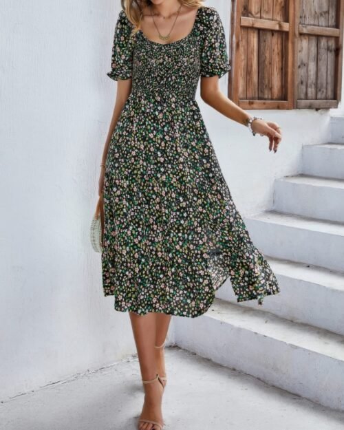 bohemia floral puff sleeve