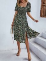 Bohemia Floral Puff Sleeve Flounce Sleeve Dress - Image 2