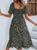 Bohemia Floral Puff Sleeve Flounce Sleeve Dress - Image 3