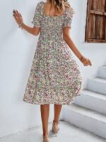Bohemia Floral Puff Sleeve Flounce Sleeve Dress - Image 4