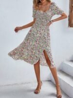 Bohemia Floral Puff Sleeve Flounce Sleeve Dress - Image 5
