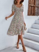 Bohemia Floral Puff Sleeve Flounce Sleeve Dress - Image 6