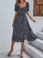 Bohemia Floral Puff Sleeve Flounce Sleeve Dress - Image 7