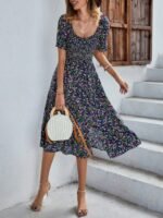 Bohemia Floral Puff Sleeve Flounce Sleeve Dress - Image 8