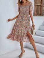 Bohemia Floral Puff Sleeve Flounce Sleeve Dress - Image 11