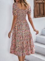 Bohemia Floral Puff Sleeve Flounce Sleeve Dress - Image 12