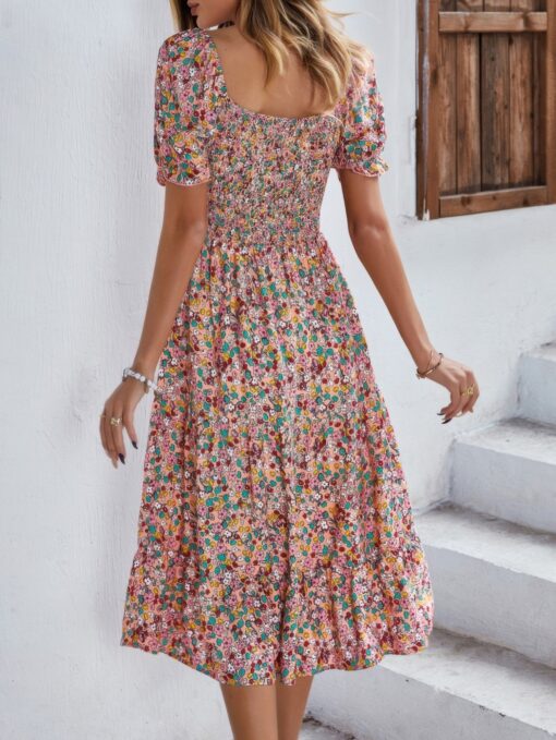 Bohemia Floral Puff Sleeve Flounce Sleeve Dress - Image 12
