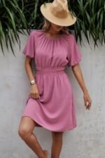 Two Pieces Solid Basic Elastic Round Neck Sets - Image 3