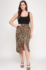 Plus Leopard Prt Asym Skirt W/ Buckle - Image 2