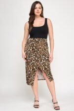Plus Leopard Prt Asym Skirt W/ Buckle - Image 3