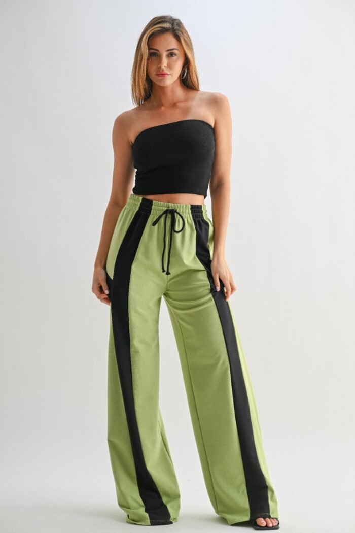 Color block wide leg lounge pants - image 3