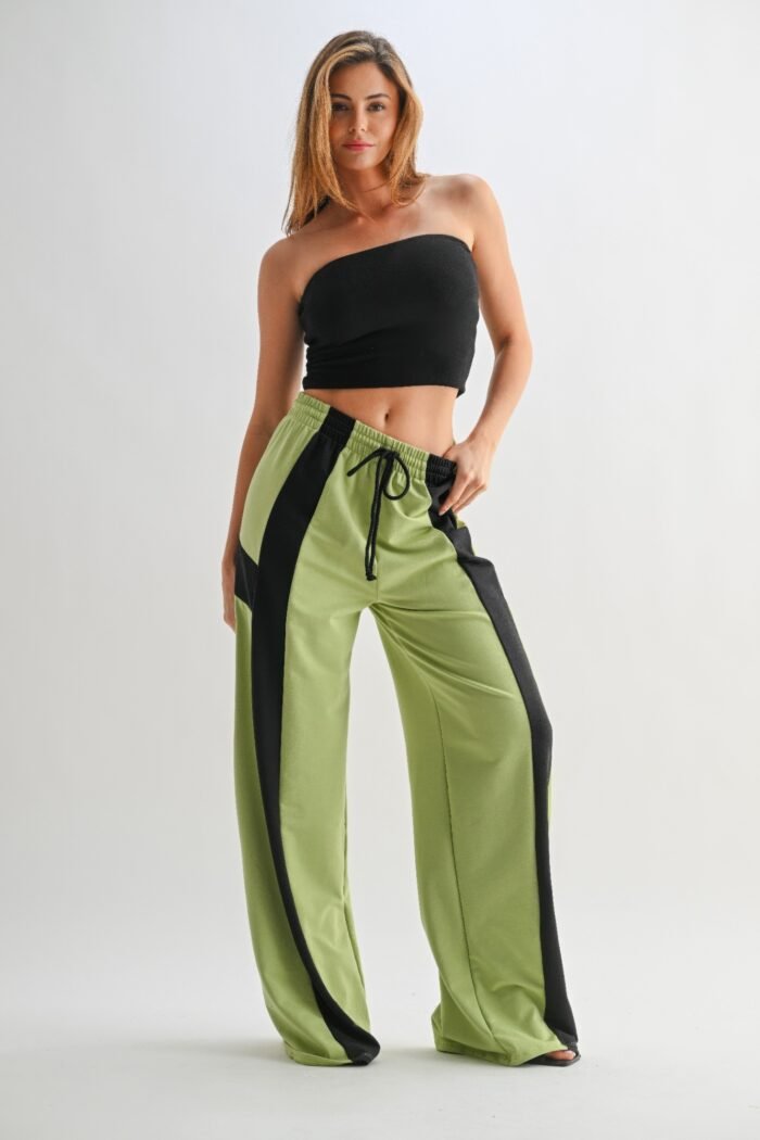 Color block wide leg lounge pants - image 4