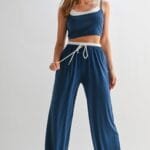 Drawstring Lounge Pants & Crop Top Set