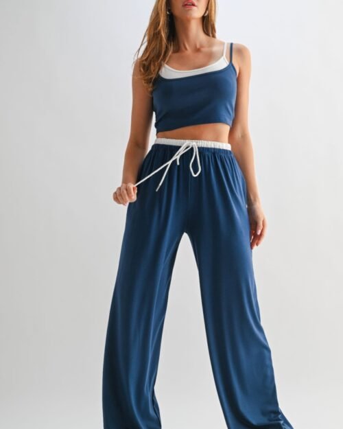 Drawstring Lounge Pants & Crop Top Set