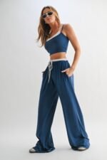 Drawstring Lounge Pants & Crop Top Set - Image 3