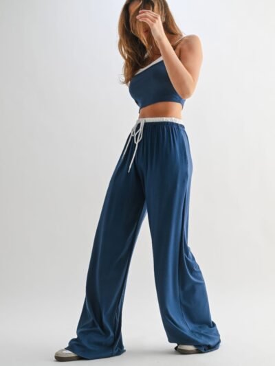 Drawstring Lounge Pants & Crop Top Set
