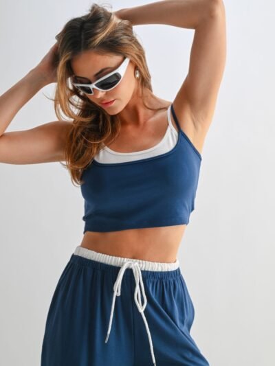 Drawstring Lounge Pants & Crop Top Set