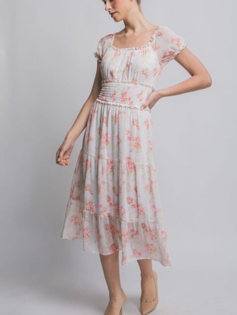 Short Sleeve Floral Maxi Dress