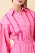 Long Sleeve Romper With Contrasting Scallop Lace - Image 6