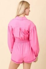 Long Sleeve Romper With Contrasting Scallop Lace - Image 7
