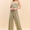 Strapless Ruched Tube Wide Leg Jumpsuit