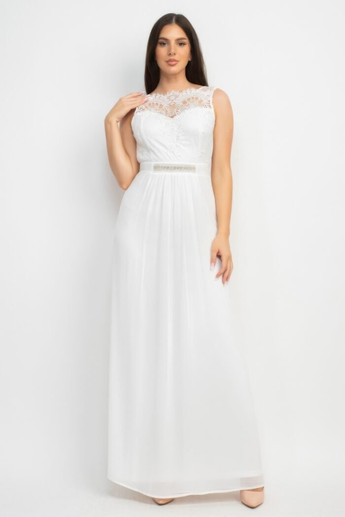 Jewel waist-tie lace maxi dress - image 2