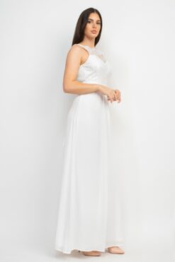 Jewel Waist-tie Lace Maxi Dress