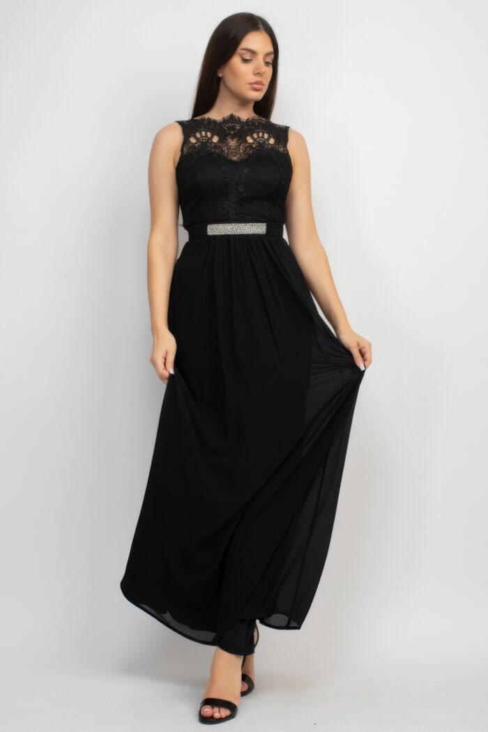 Jewel waist-tie lace maxi dress - image 6
